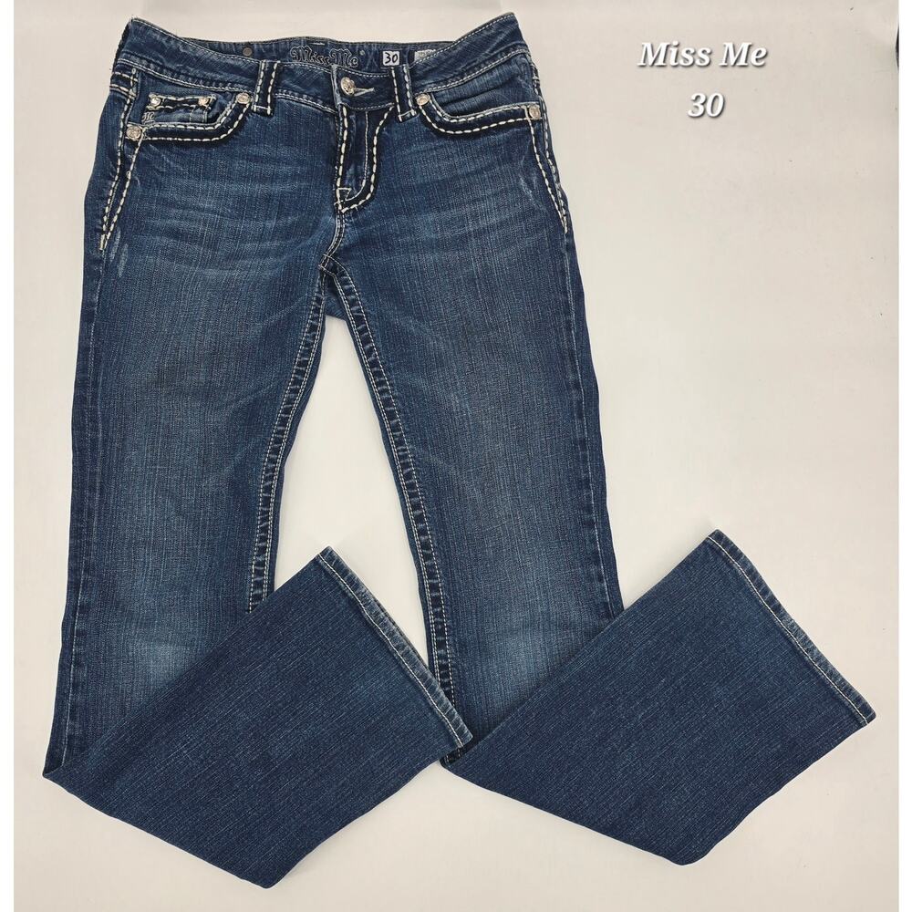 Miss Me Jeans JP5014L Dark Wash Mid‎ Rise Bootcut Stretch Denim Size 30